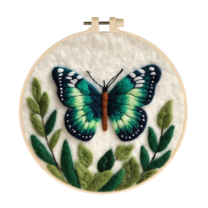 Emerald Green Butterfly Wool Needle Felting Painting Kit