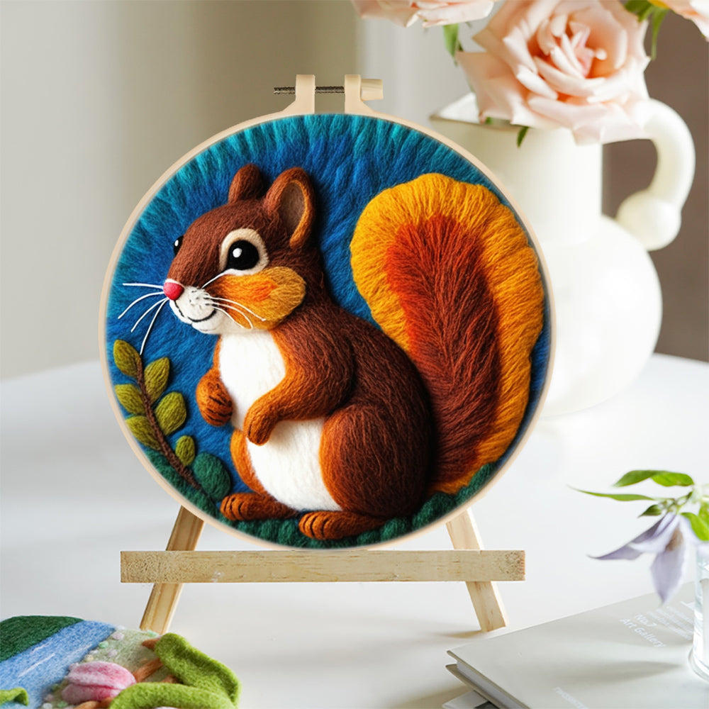 Dark Brown Squirrel Wool Needle Felting Painting Kit