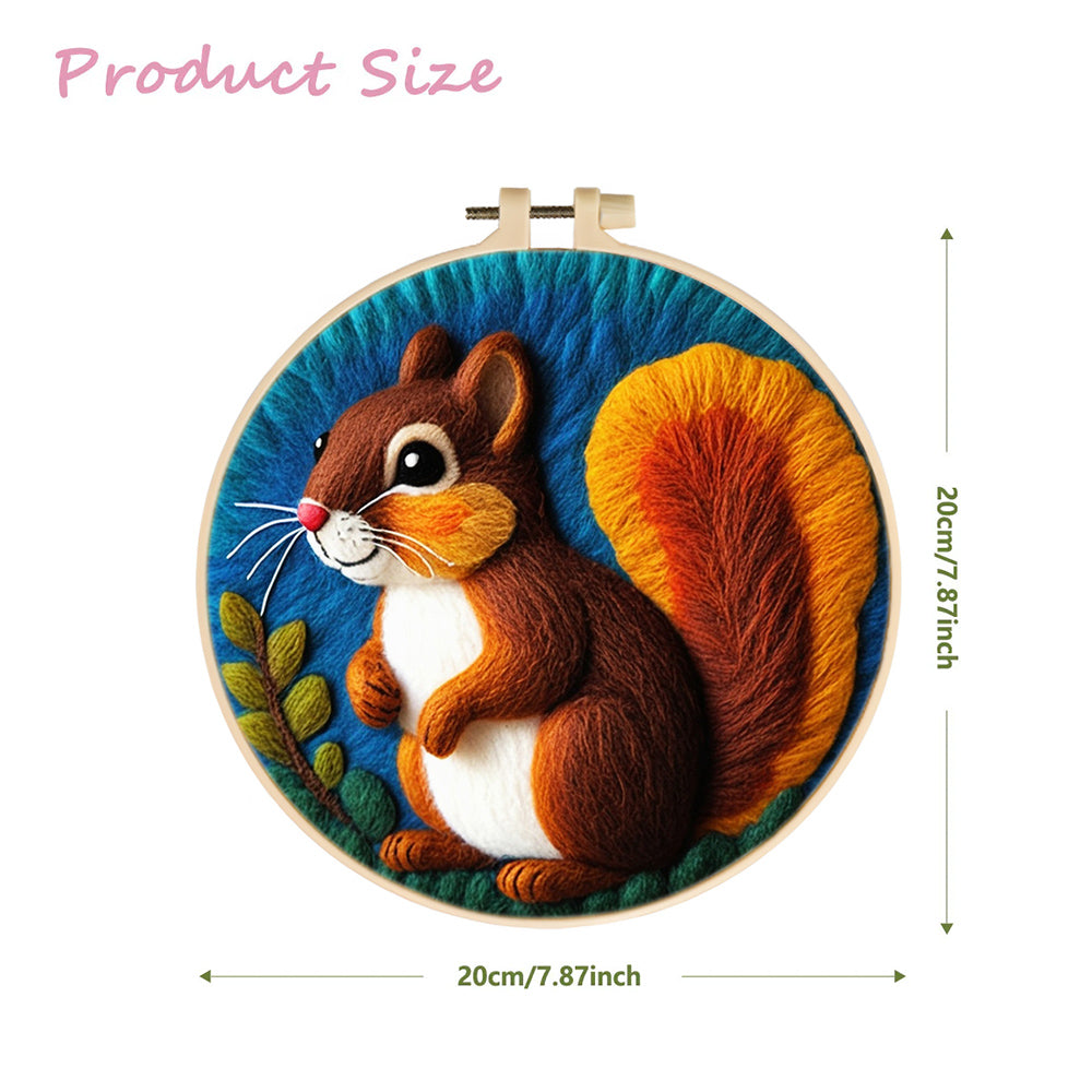 Dark Brown Squirrel Wool Needle Felting Painting Kit