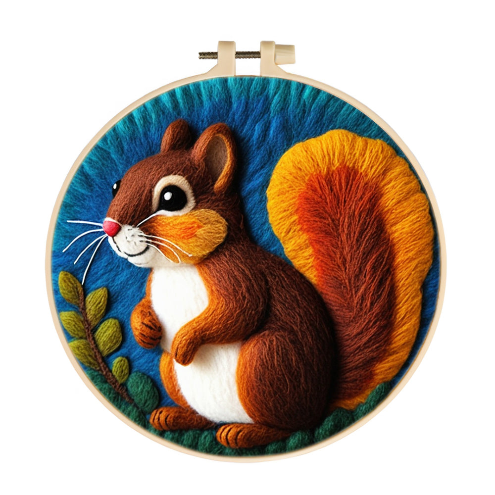 Dark Brown Squirrel Wool Needle Felting Painting Kit