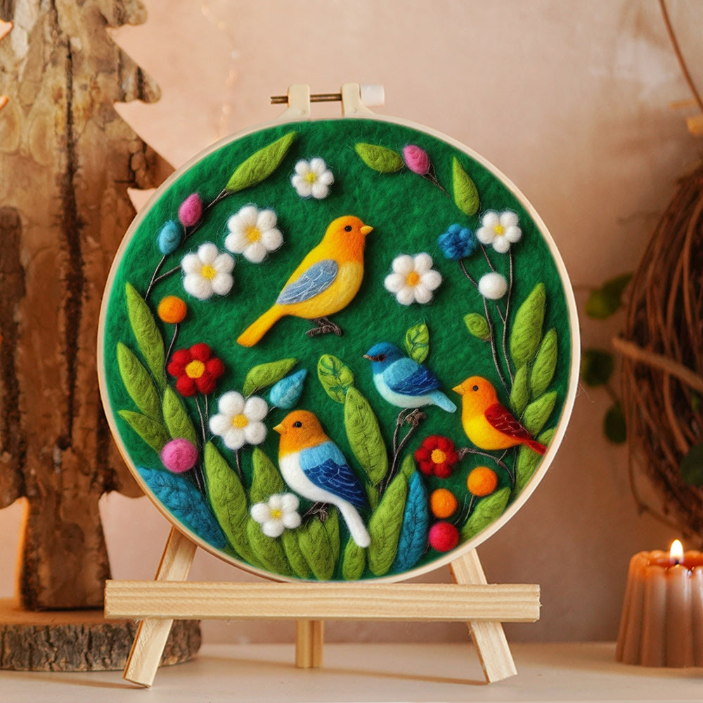 Bird on Branch Wool Needle Felting Painting Kit