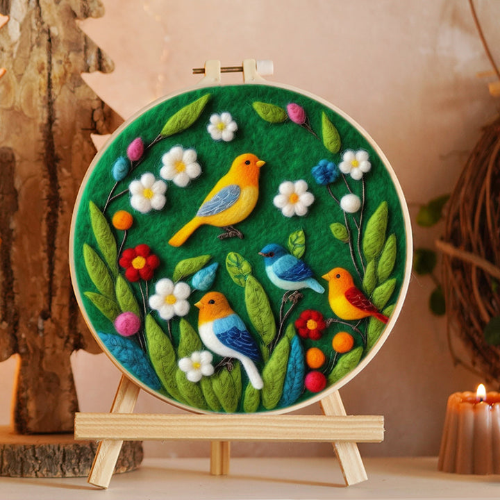 Bird on Branch Wool Needle Felting Painting Kit