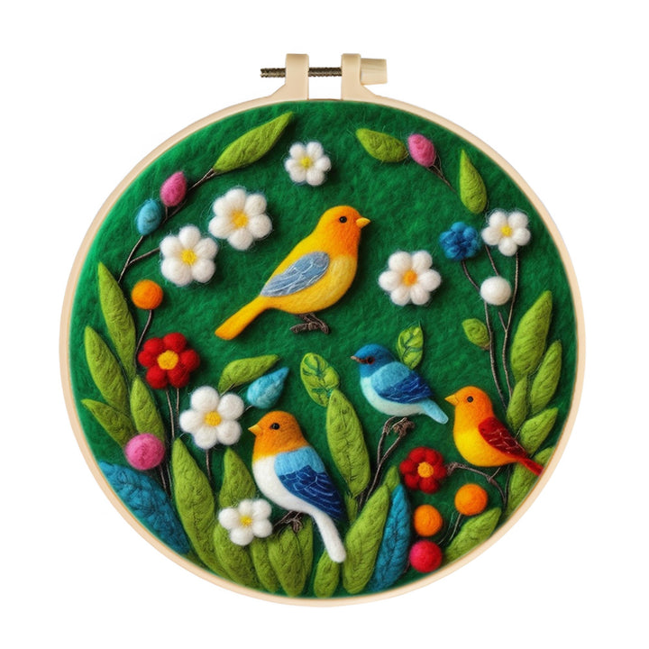 Bird on Branch Wool Needle Felting Painting Kit