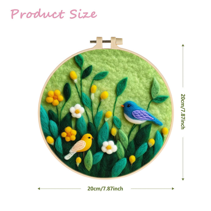 Birds Stand Among The Flowers Wool Needle Felting Painting Kit