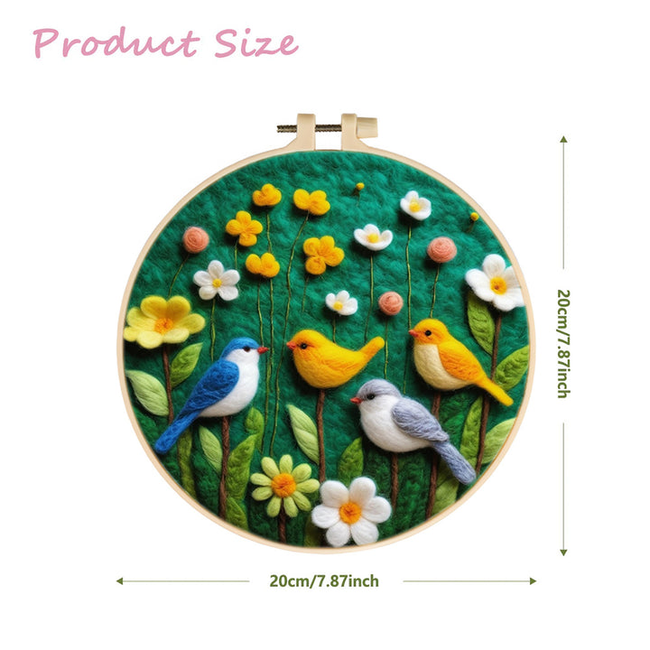 Birds Sing Among The Flowers Wool Needle Felting Painting Kit