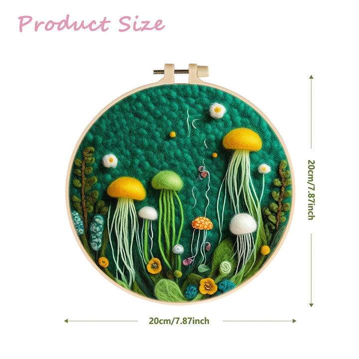 Colorful Jellyfish Swim in Water Wool Needle Felting Painting Kit