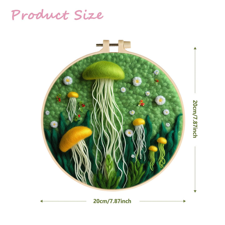Jellyfish and Flowers in Ocean Wool Needle Felting Painting Kit