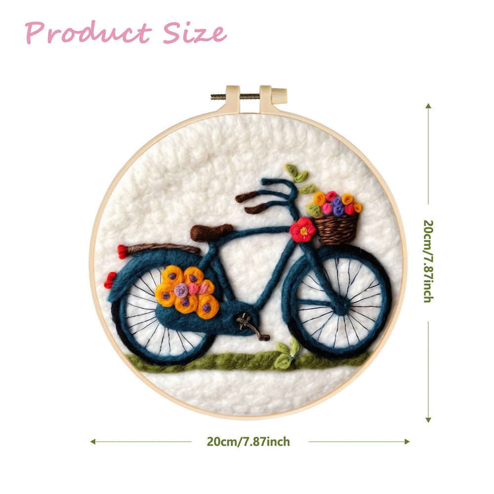Bicycle and Roses Wool Needle Felting Painting Kit