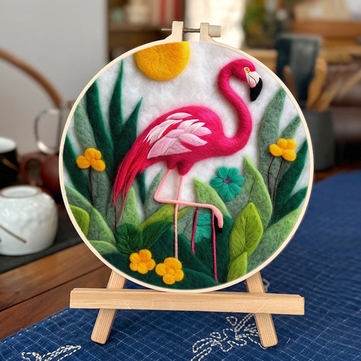 Pink Flamingo Feels the Sunshine Wool Needle Felting Painting Kit