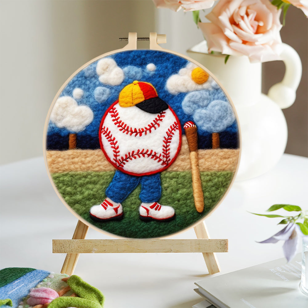 Boy Playing Baseball Wool Needle Felting Painting Kit