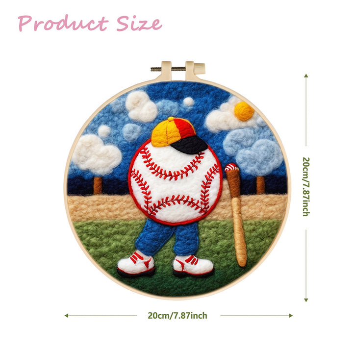 Boy Playing Baseball Wool Needle Felting Painting Kit