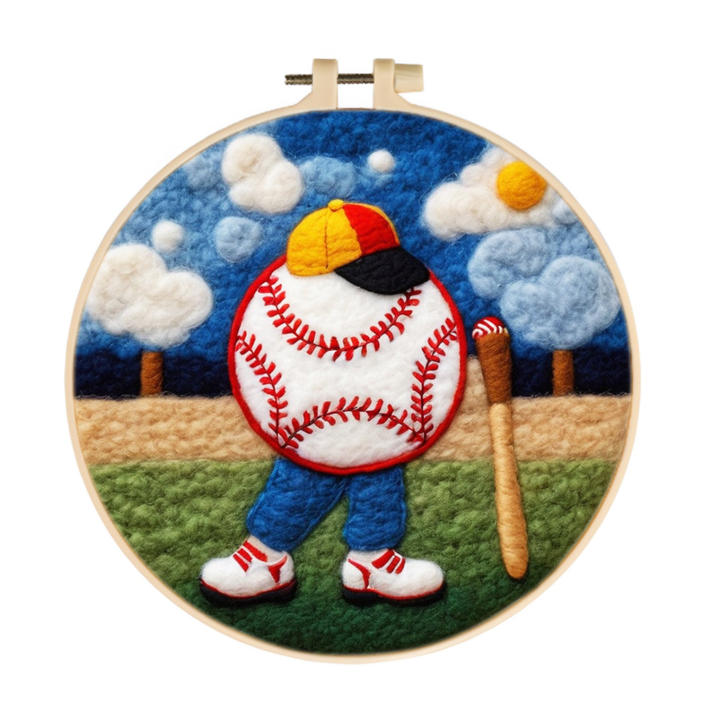 Boy Playing Baseball Wool Needle Felting Painting Kit