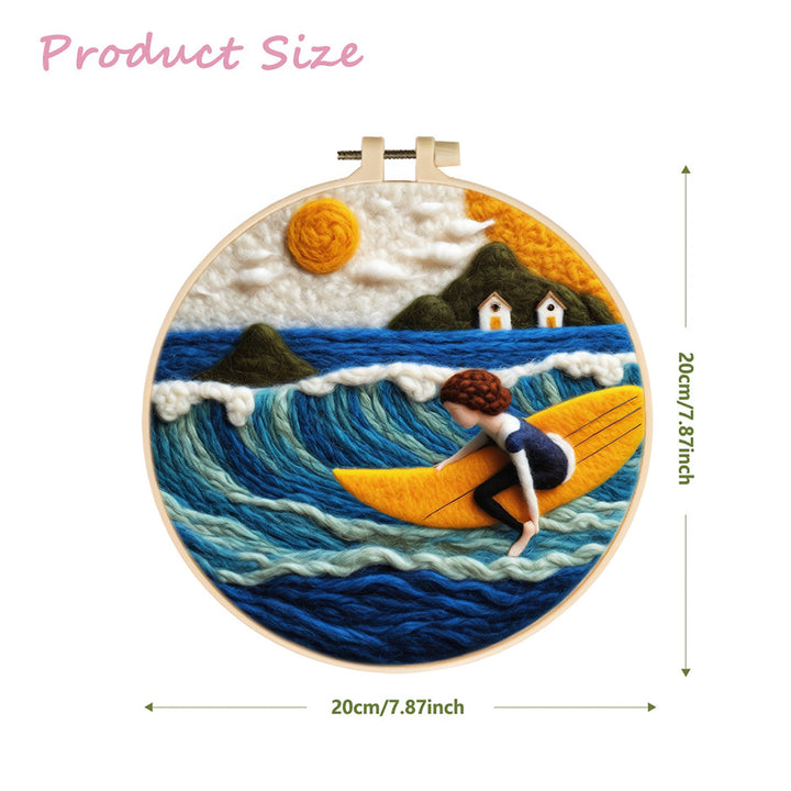 Surfing Woman Wool Needle Felting Painting Kit