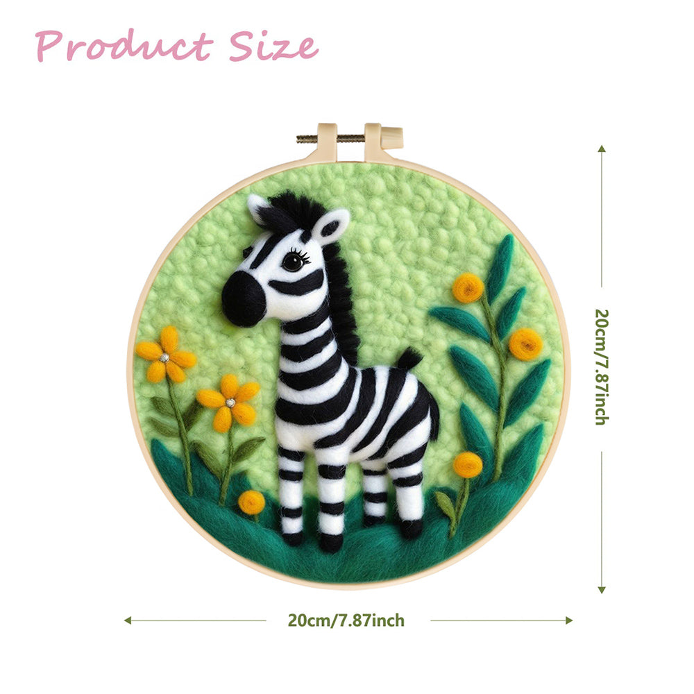 Zebra Pauses by Yellow Blooms Wool Needle Felting Painting Kit
