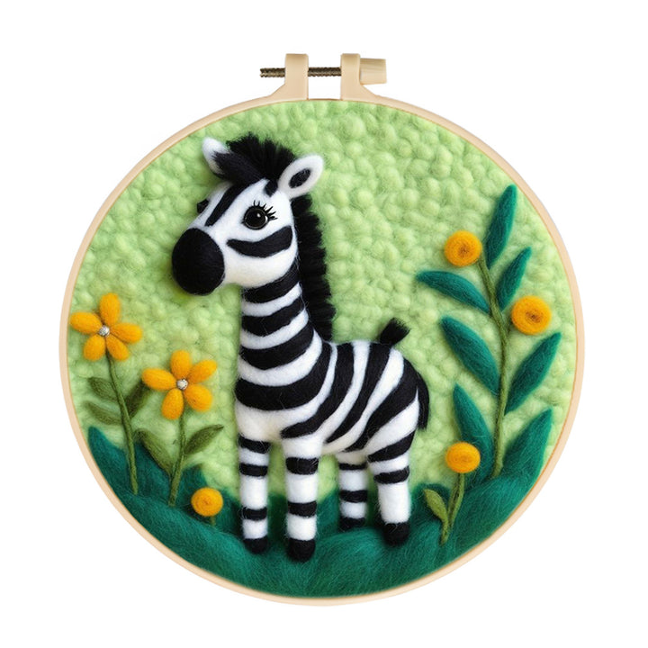 Zebra Pauses by Yellow Blooms Wool Needle Felting Painting Kit