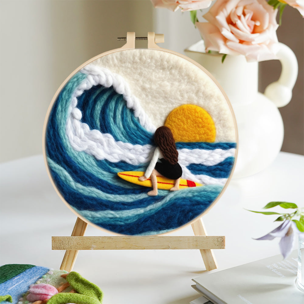 Surfing Girl Wool Needle Felting Painting Kit