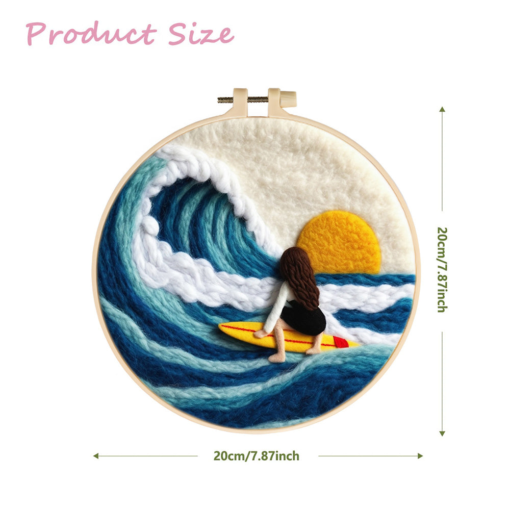 Surfing Girl Wool Needle Felting Painting Kit