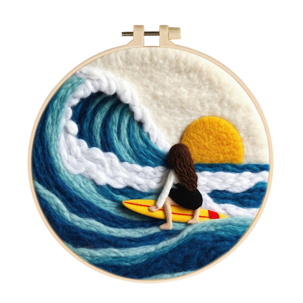 Surfing Girl Wool Needle Felting Painting Kit