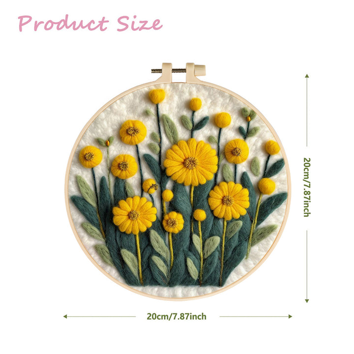 Yellow Blooms Fill the Green Field Wool Needle Felting Painting Kit