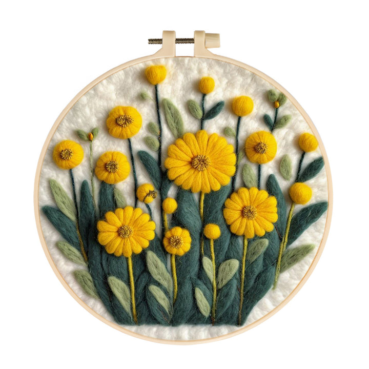 Yellow Blooms Fill the Green Field Wool Needle Felting Painting Kit