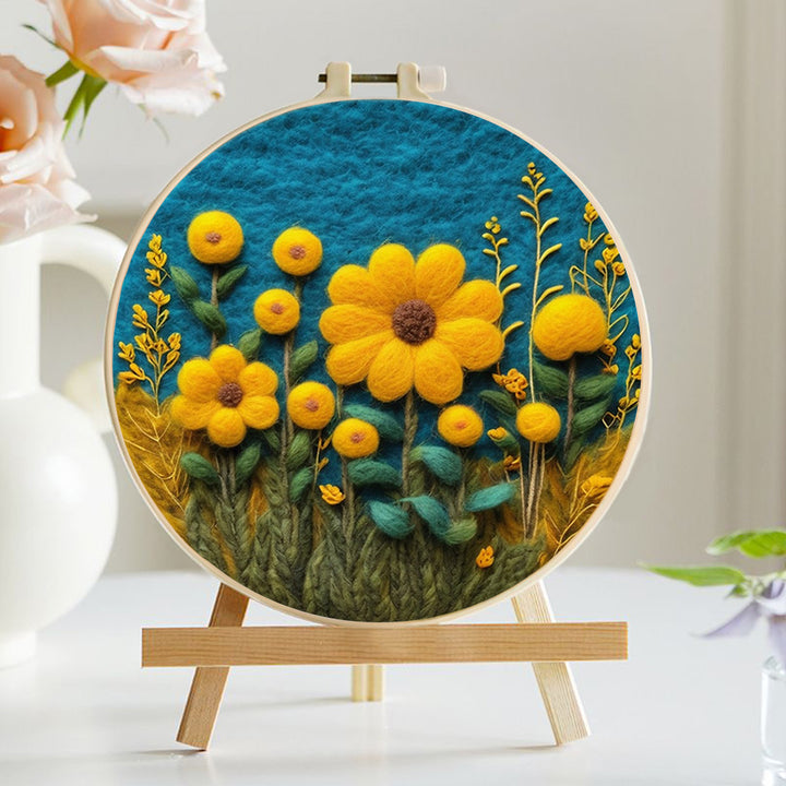 Sunflowers in the Field Wool Needle Felting Painting Kit