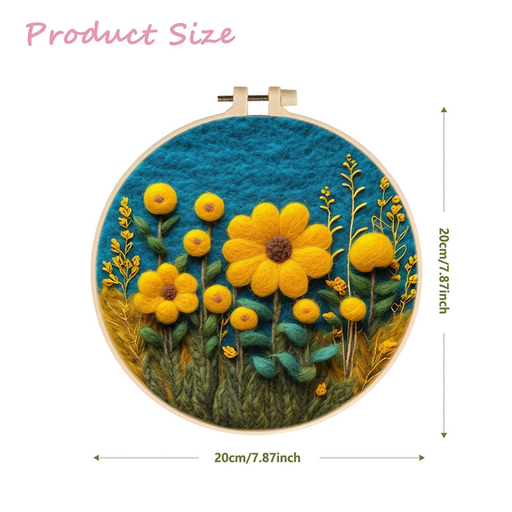 Sunflowers in the Field Wool Needle Felting Painting Kit
