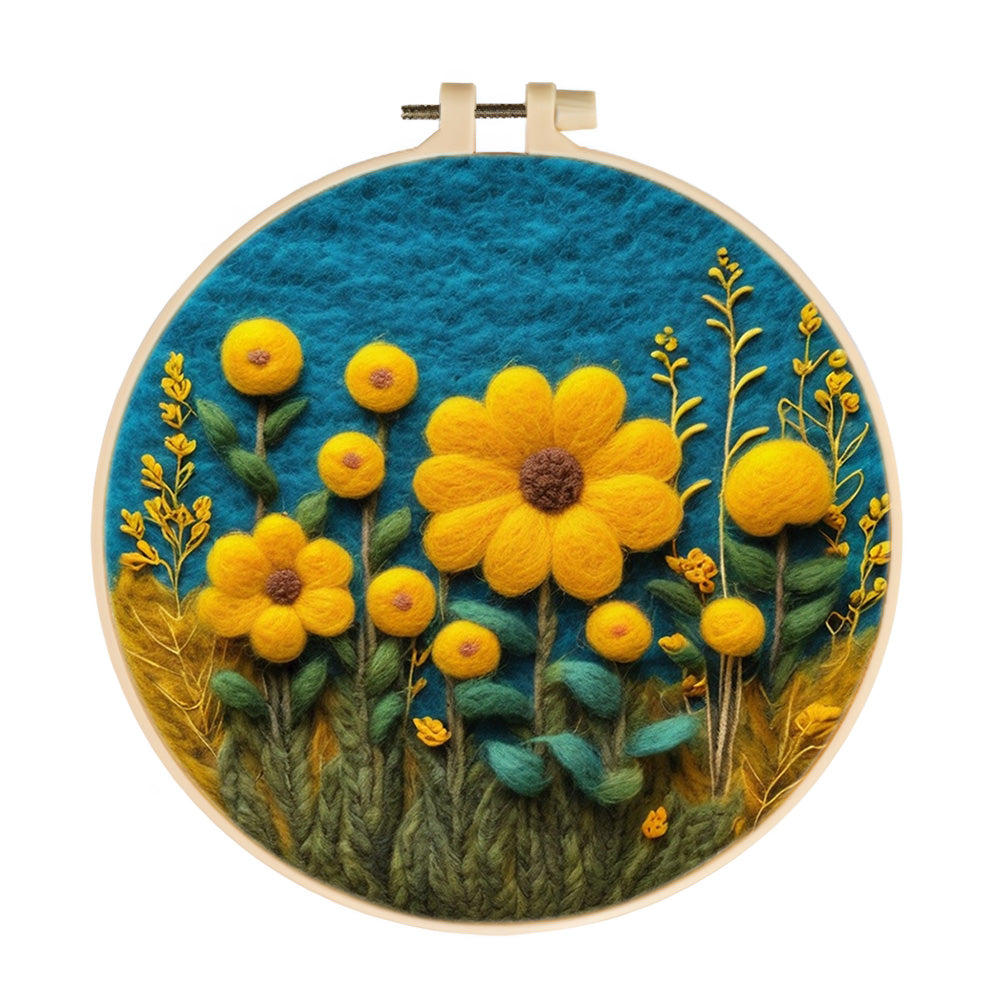 Sunflowers in the Field Wool Needle Felting Painting Kit