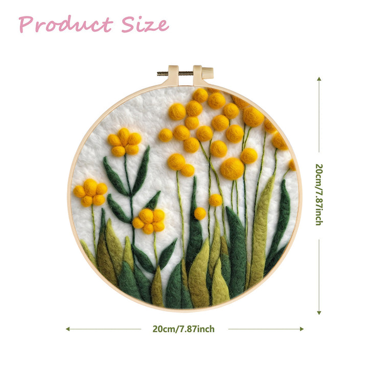 Yellow Blooms Rise Among Greenery Wool Needle Felting Painting Kit