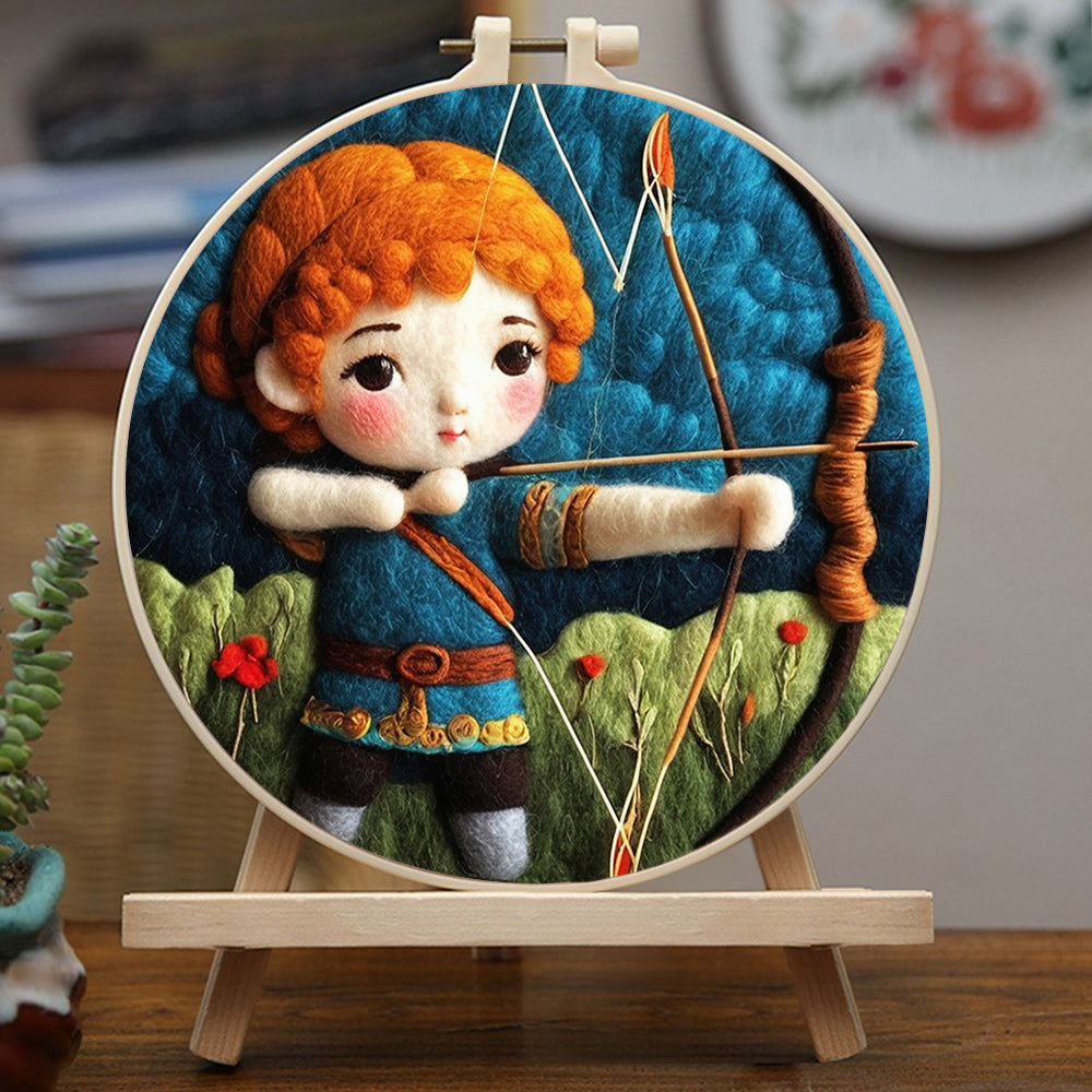 Red Hair Archer Child Wool Needle Felting Painting Kit
