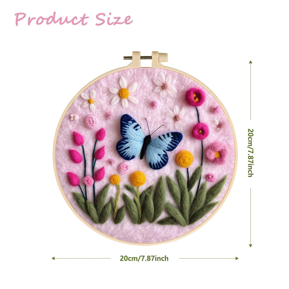Butterfly Dances Among Colorful Blooms Wool Needle Felting Painting Kit