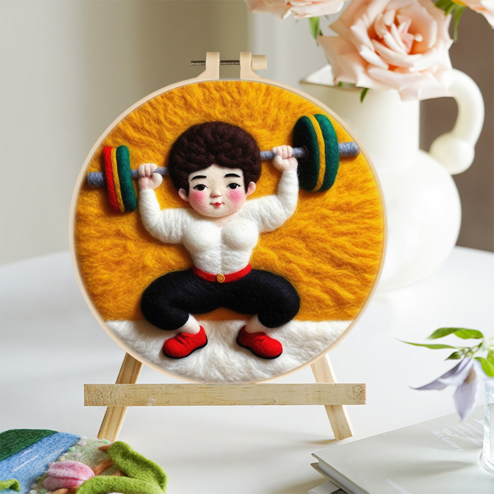 A Weightlifter Wool Needle Felting Painting Kit