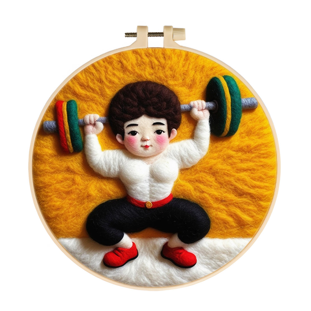 A Weightlifter Wool Needle Felting Painting Kit
