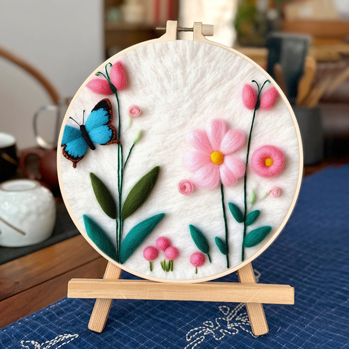 Flowers Bloom Together and Butterfly Wool Needle Felting Painting Kit
