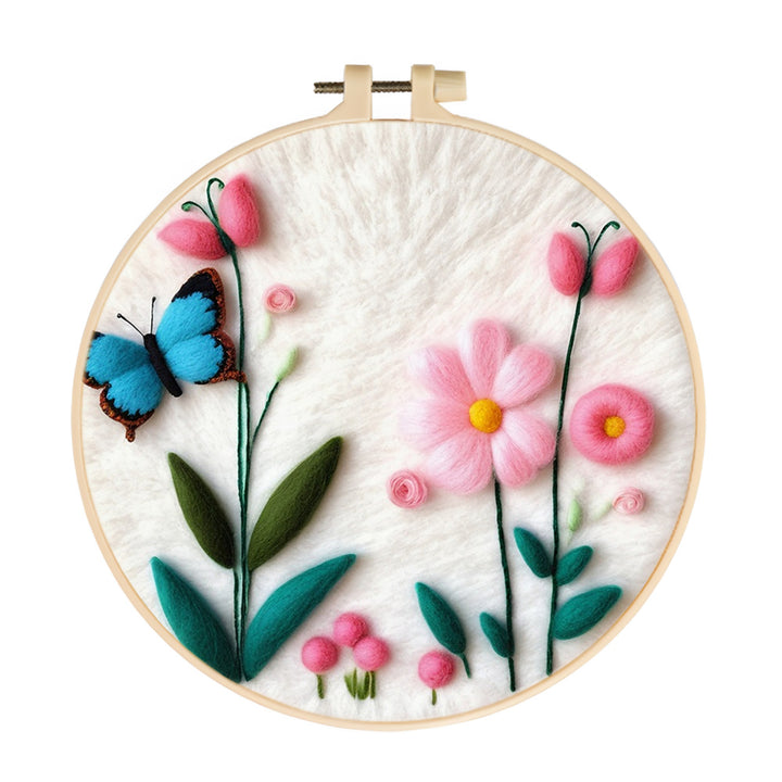 Flowers Bloom Together and Butterfly Wool Needle Felting Painting Kit