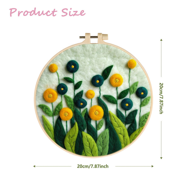 Yellow and Blue Flowers Fill Field Wool Needle Felting Painting Kit