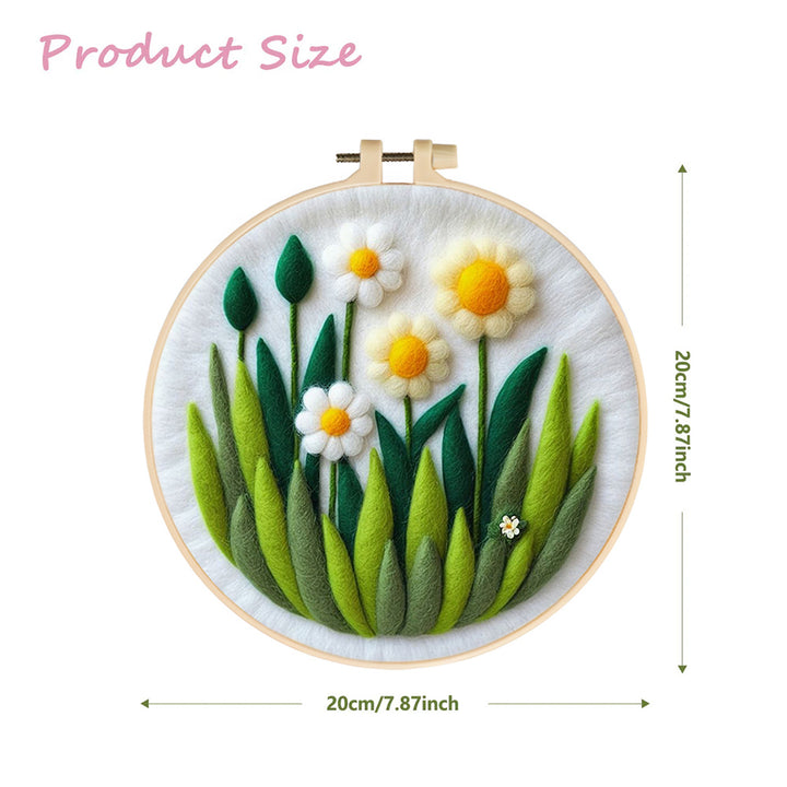 White Daisies Fill the Green Field Wool Needle Felting Painting Kit
