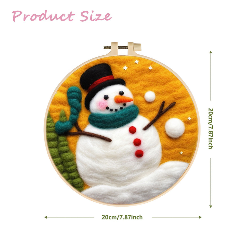 A Round, Plump Snowman Wool Needle Felting Painting kit