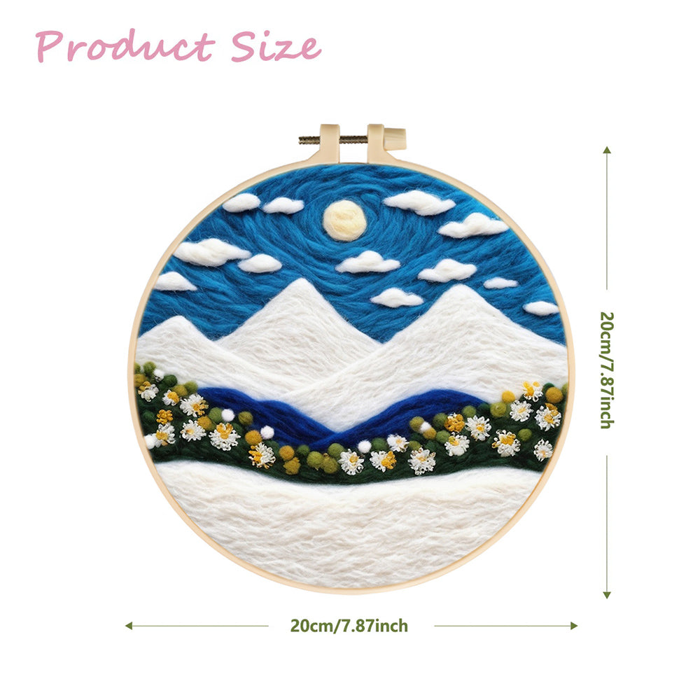 Clouds Drift Above Snowy Mountain Peaks Wool Needle Felting Painting Kit