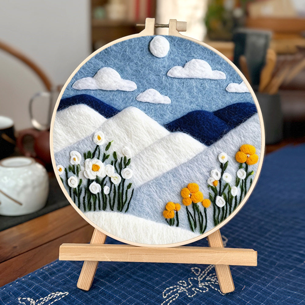 Flowers Grow in Snowy Valley Wool Needle Felting Painting Kit