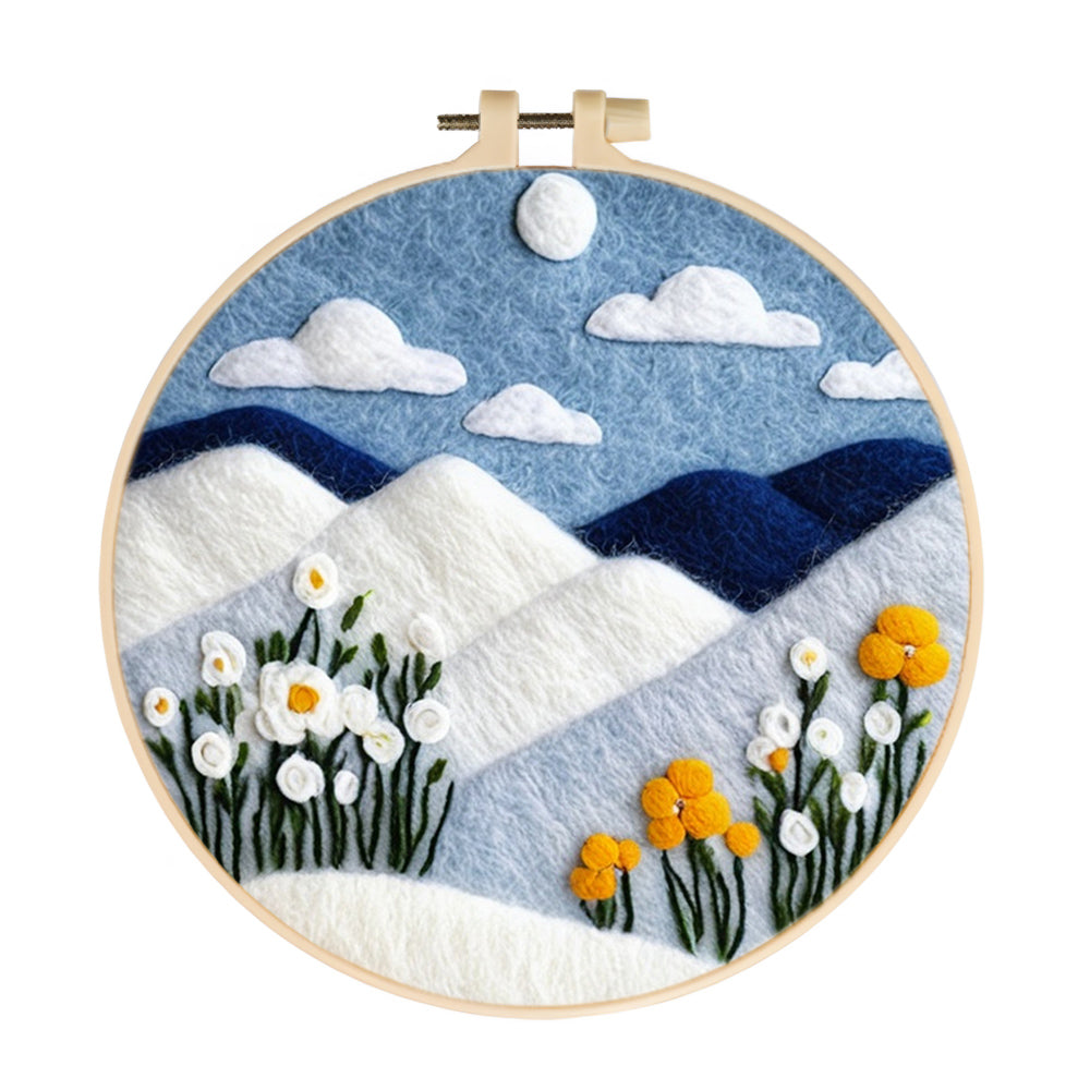 Flowers Grow in Snowy Valley Wool Needle Felting Painting Kit