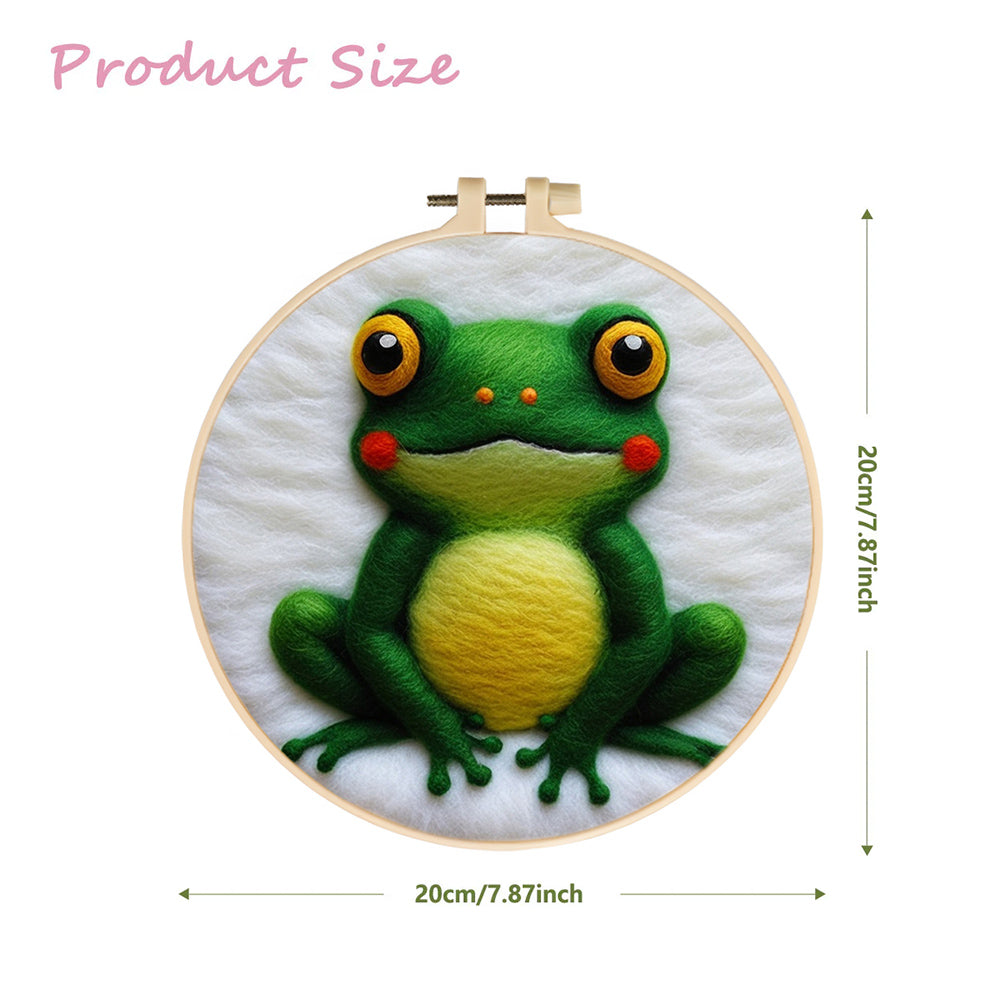 Frog Looks Up with Big Eyes Wool Needle Felting Painting Kit