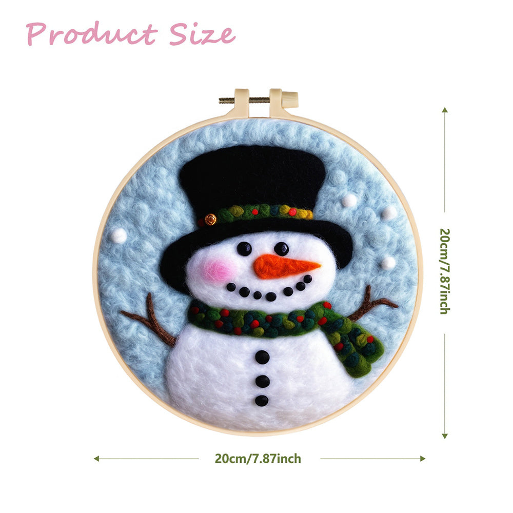 Snowman Wearing a Christmas Scarf Wool Needle Felting Painting Kit