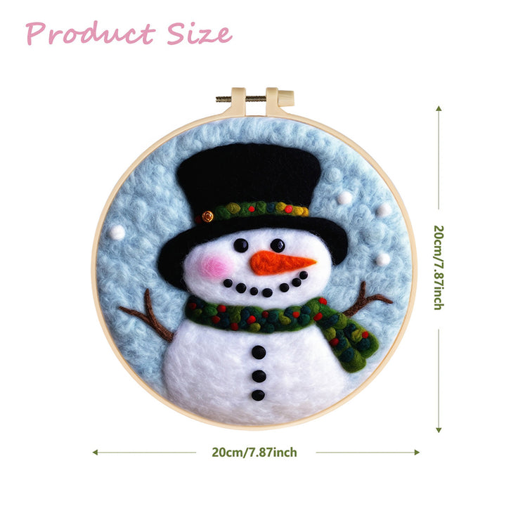 Snowman Wearing a Christmas Scarf Wool Needle Felting Painting Kit