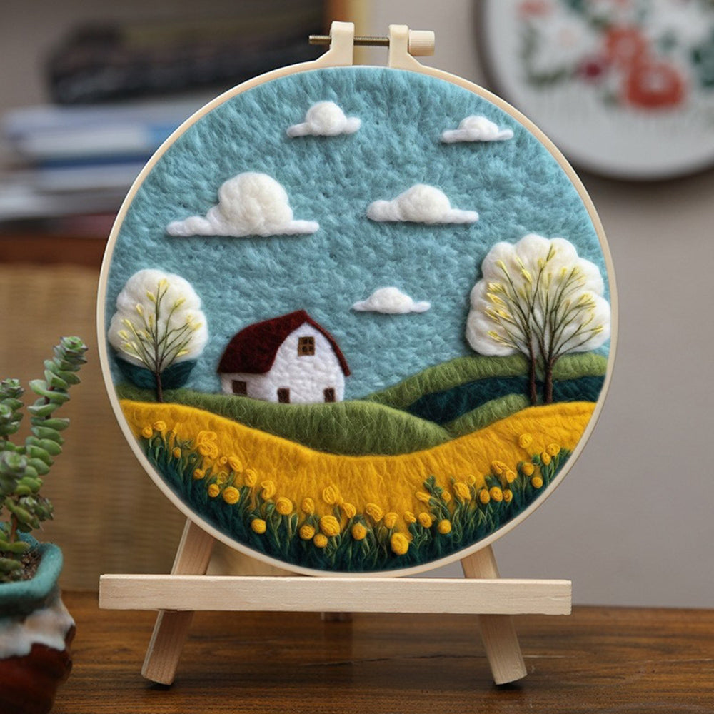 Houses in the Fields Wool Needle Felting Painting Kit