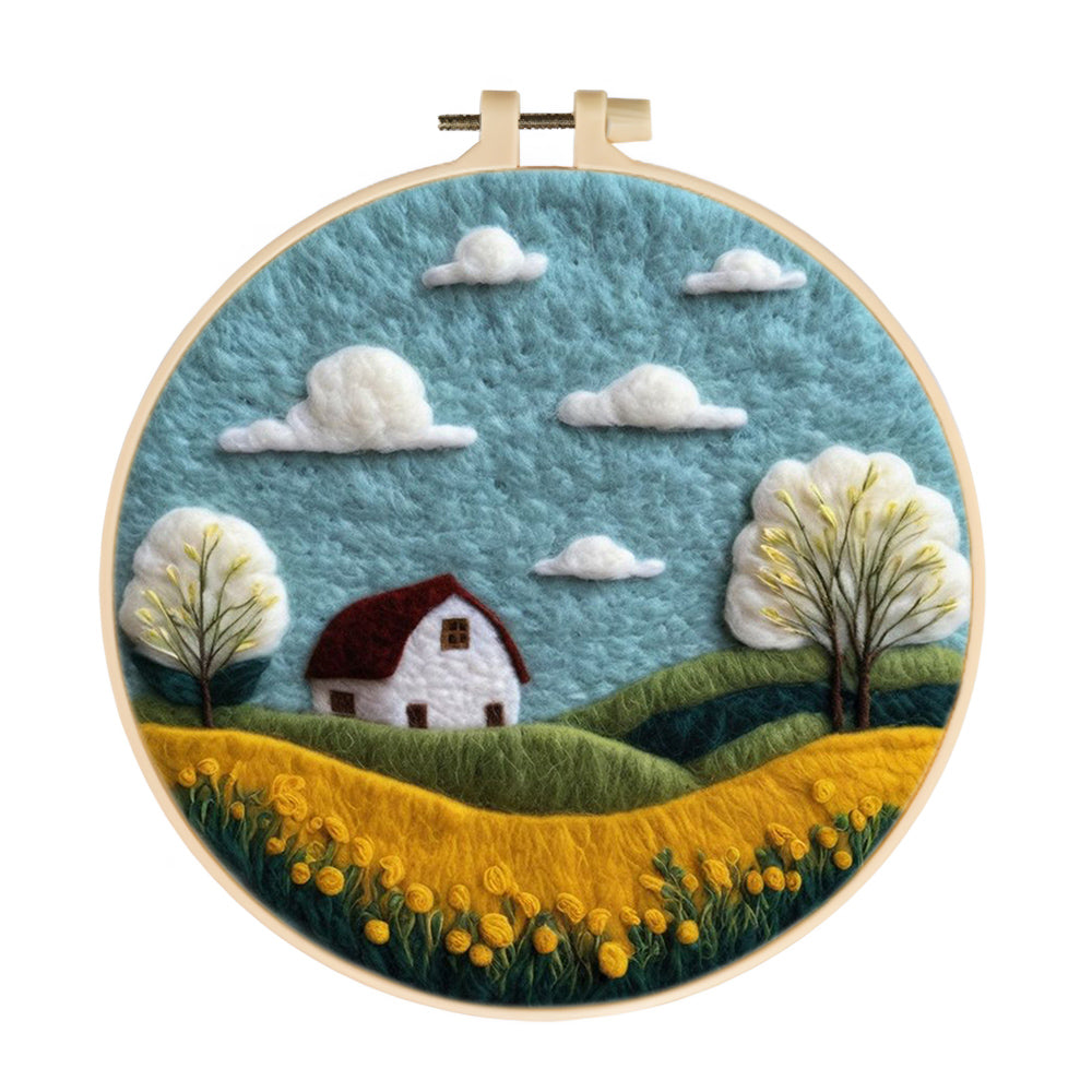 Houses in the Fields Wool Needle Felting Painting Kit