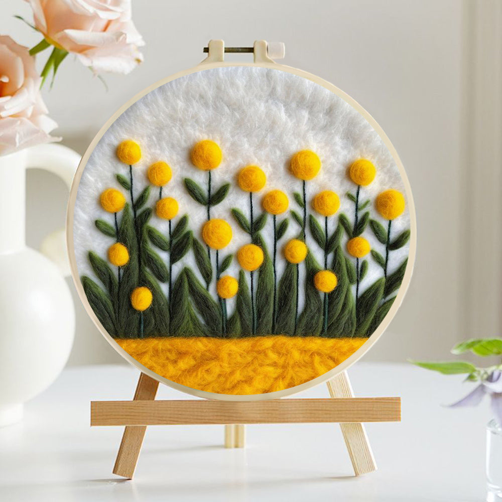 Yellow Flowers Fill the Landscape Wool Needle Felting Painting Kit