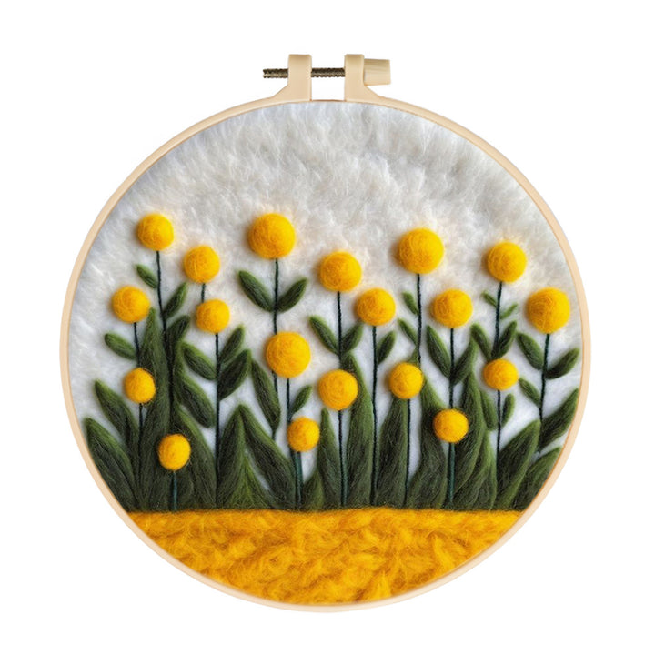 Yellow Flowers Fill the Landscape Wool Needle Felting Painting Kit