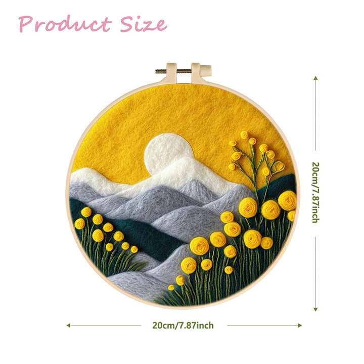 Tulips and Mountains under the Golden Sunlight Wool Needle Felting Painting Kit