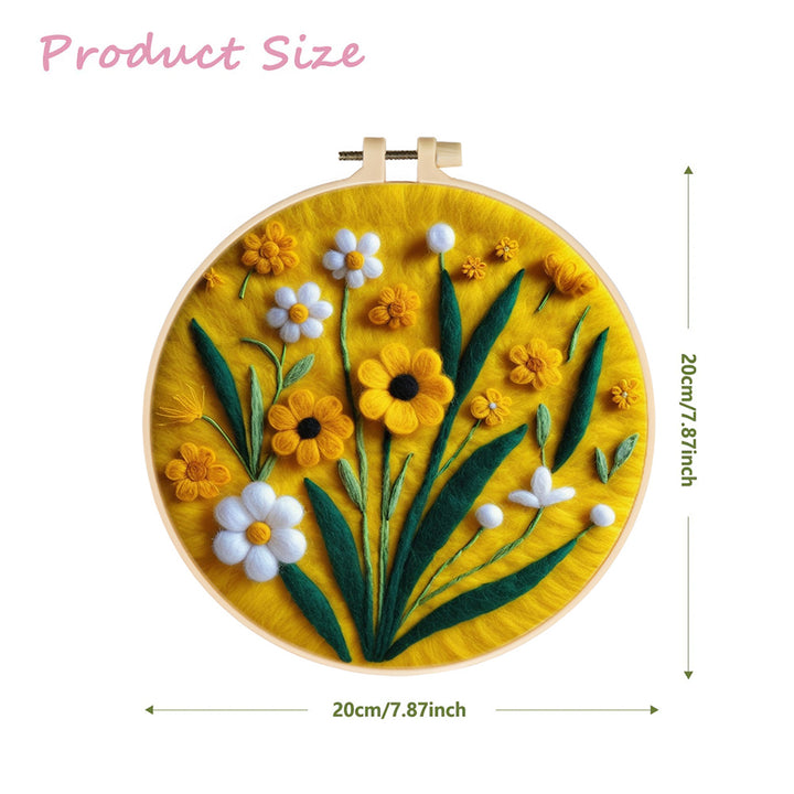 Yellow and White Daisies Wool Needle Felting Painting Kit