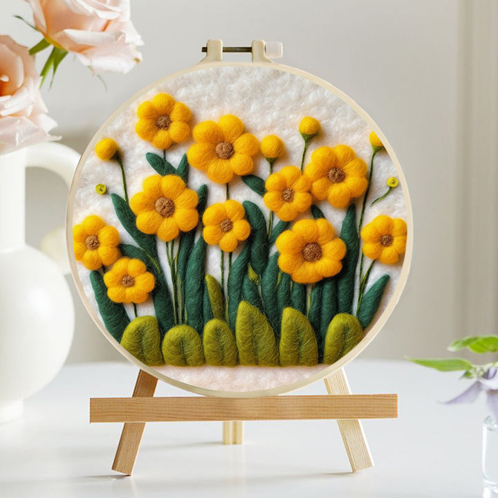 Blooms with Green Leaves in Full Bloom Wool Needle Felting Painting Kit